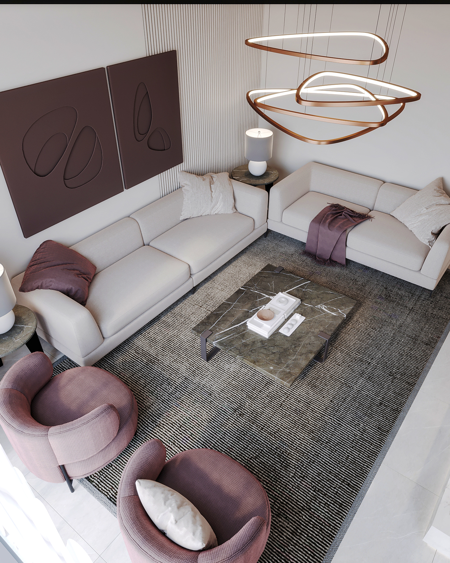 Luminous Elegance: A Symphony of Marble and Warm Oak