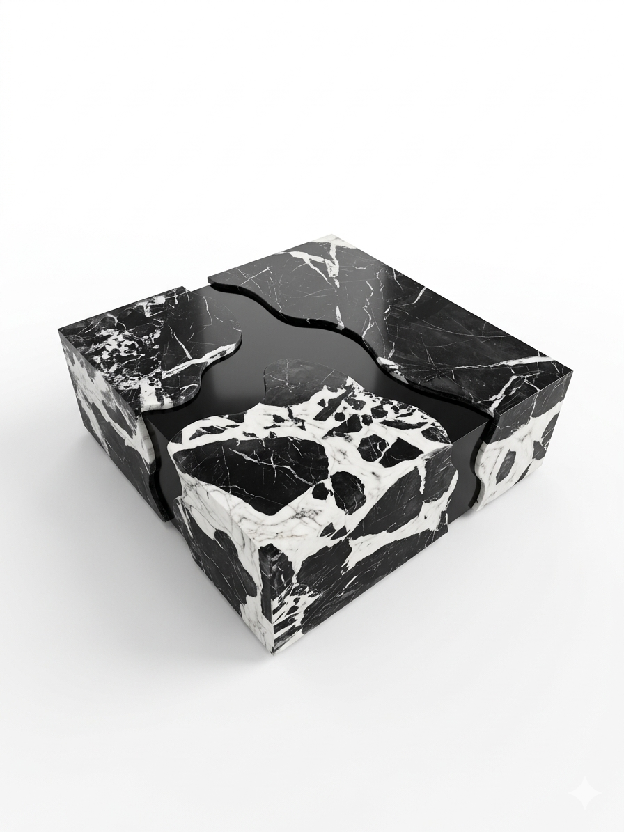 Luxury Marble and Wood Coffee Table - Image 2