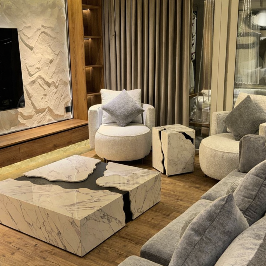 Luxury Marble and Wood Coffee Table - Image 3