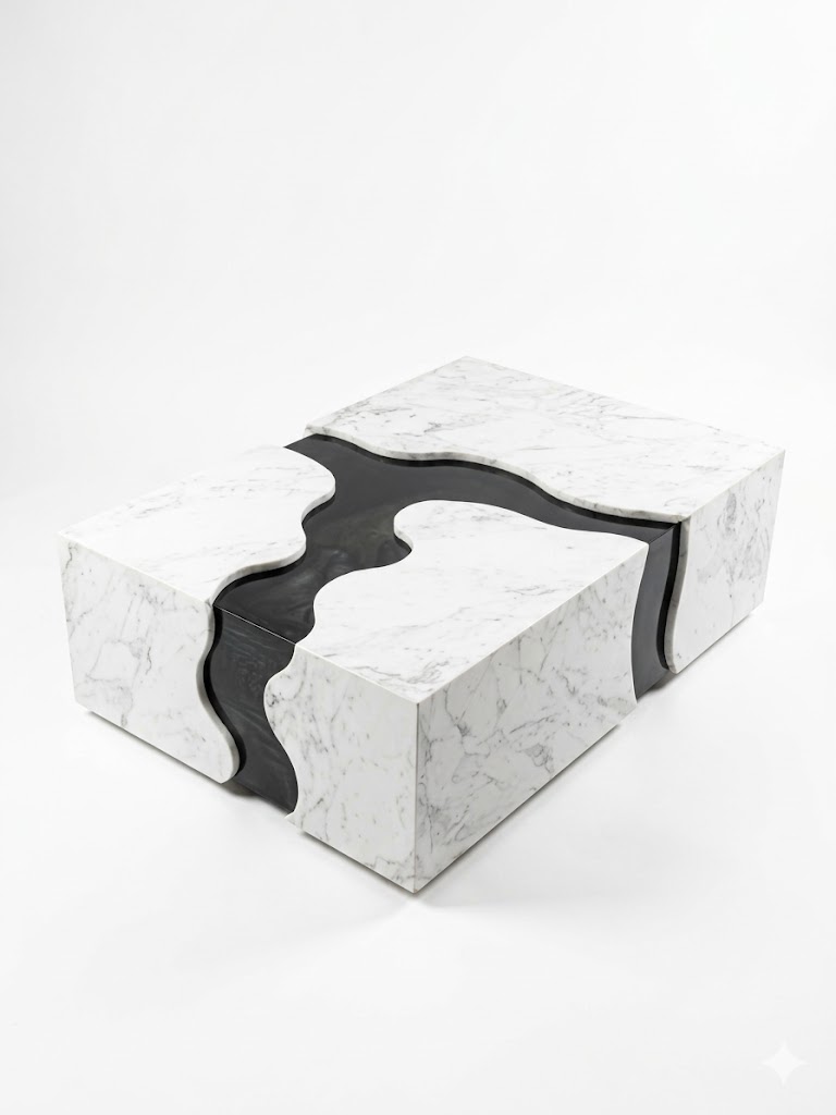 Luxury Marble and Wood Coffee Table